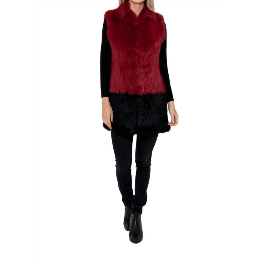 NEW LOVE TOKEN alexa fur vest in wine/black